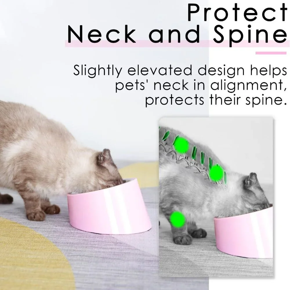 Pink Slanted Dog Bowl, Non-Skid & Non-Spill, Small